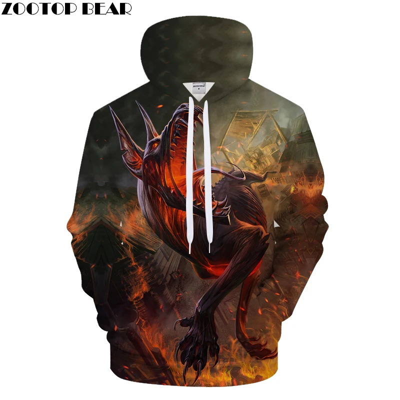 

Funny Hoodies Fire Wolf Sweatshirt Harajuku Tracksuit Men 3D Pullover Print Hoody Funny Coat Autumn Jacket Drop Ship ZOOTOPBEAR