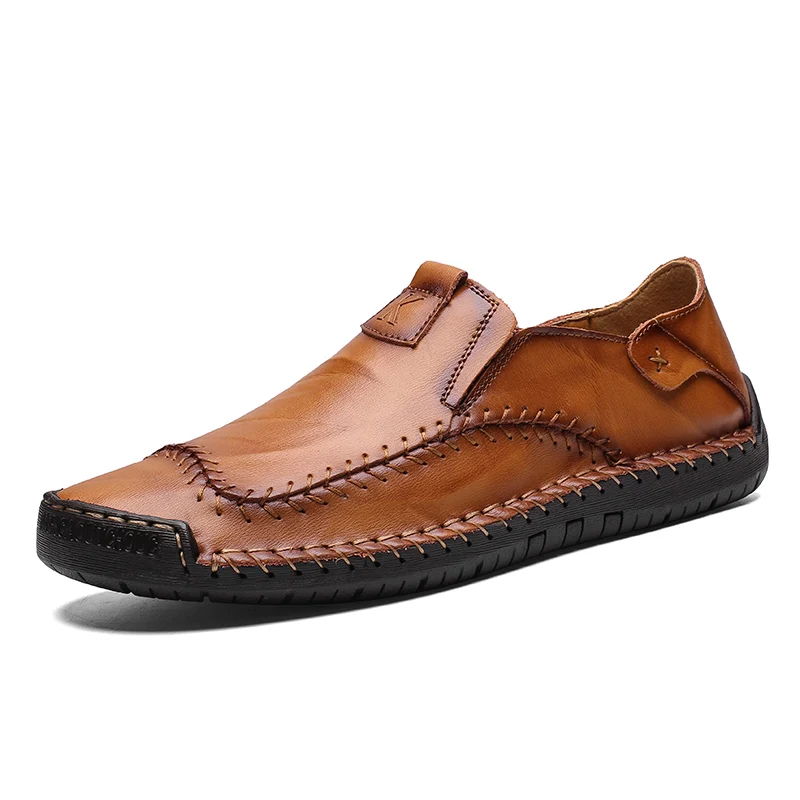 Big Size Men Genuine Leather Shoes Casual Soft Loafers Mens Moccasins Flat Boat Walking Driver Footwear M555 | Обувь