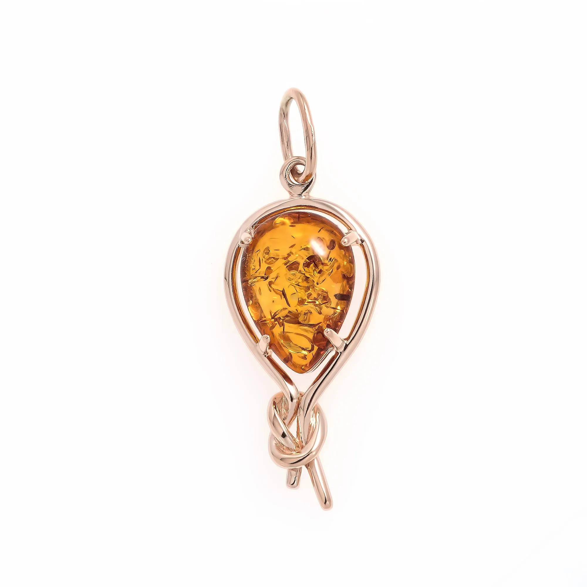 925 sterling silver pendant 24 K gold plated. Wonderful decoration with Baltic amber tied for happiness and luck | Украшения и