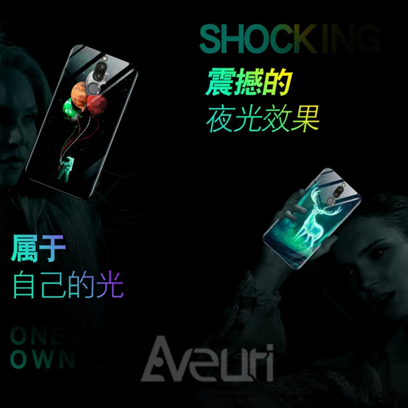 Светящийся стеклянный чехол для телефона Huawei Honor View V30 V20 V10 210 Lite 9A 30S роскошный