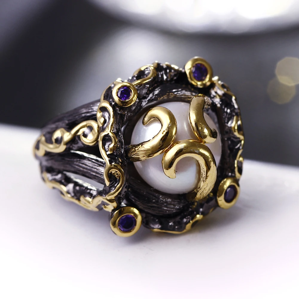 Винтажные черные кольца для девочек кольцо на палец с кубическим цирконием и