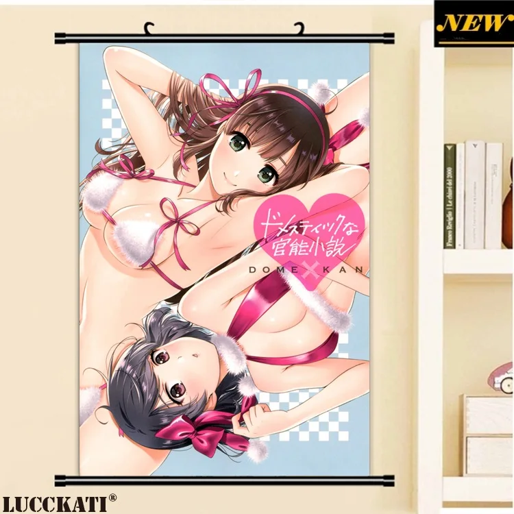 40X60 см домашний na Kanojo задница бюстгальтер грудь держать голый сексуальный лоли комотик мультфильм аниме Настенная картина плакат прокрутки холст живопись - Цвет: B