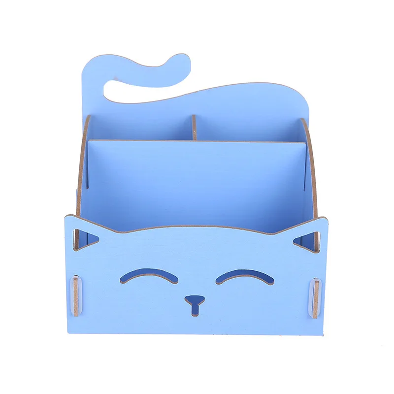 Ящик для хранения косметики Kawaii Cat Design деревянные настольные органайзеры