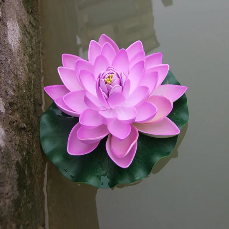 2Pcs/set 18CM Real Touch Artificial Lotus Foam Flowers Water Lily Floating Pool Plants Wedding Garden Home Decor Floral | Дом и сад