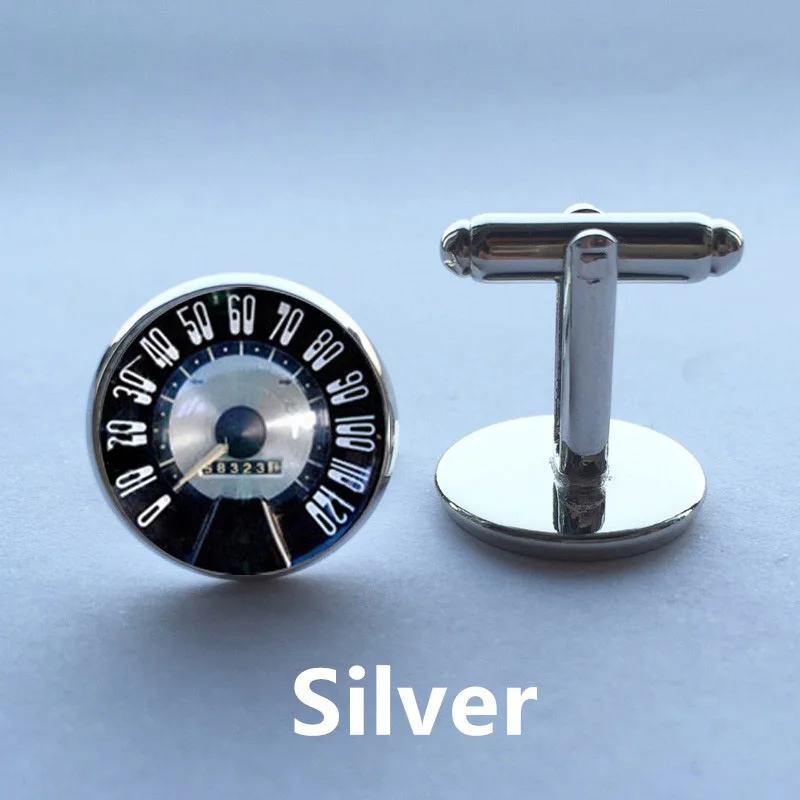 Стеклянные запонки 1 пара винтажные круглые со спидометром в стиле ретро|speedometer