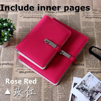 rose red set A5 A6, металлический привязной трос, креативный конфетный многоразовый ежедневный вкладыш, filofax, блокнот, записная книжка, школьные принадлежности - Цвет: rose red set