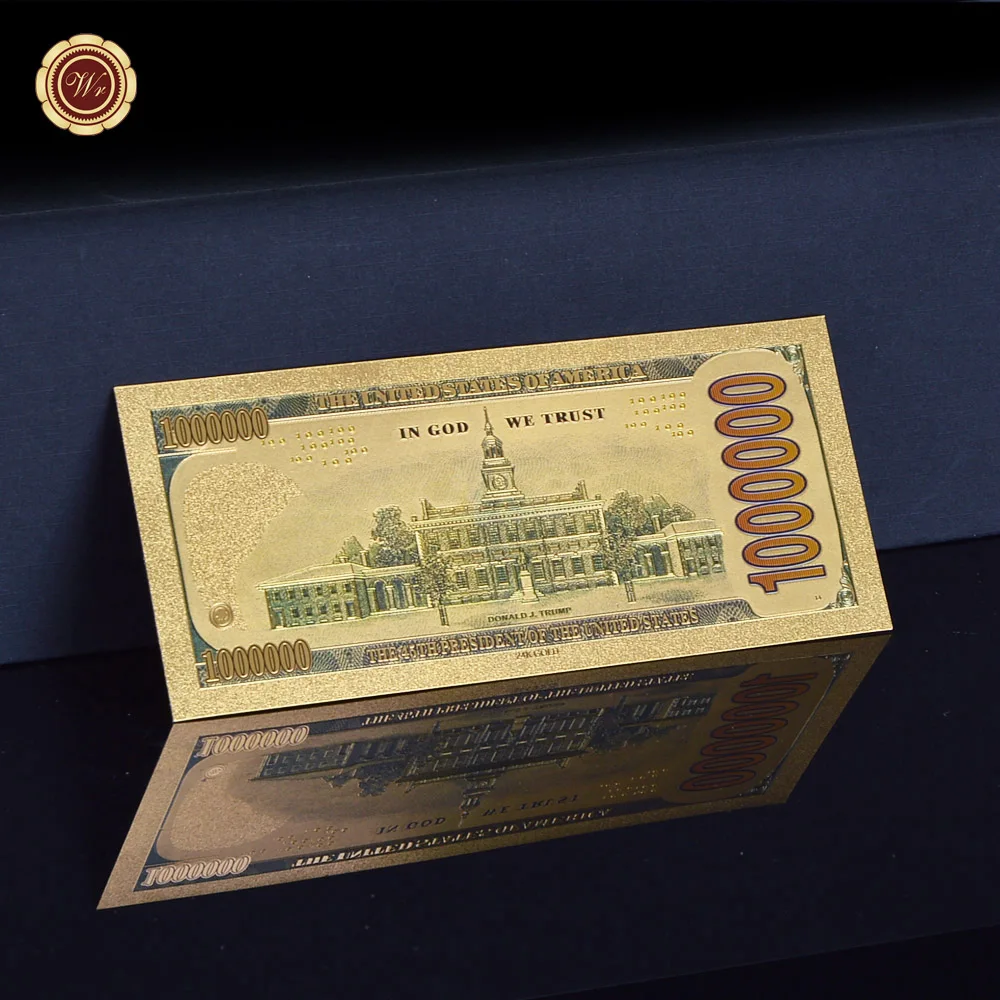 WR New Arrive US 45th President Golden Foil Banknote Home Decor USD 1000000 24k Gold Plated for Collection | Дом и сад