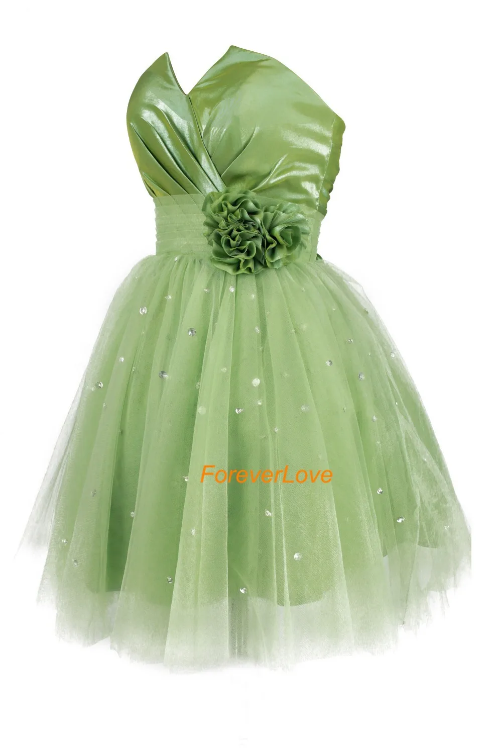 2016 Красивая Милая зеленый цветок Бисер трапециевидной формы без рукавов с