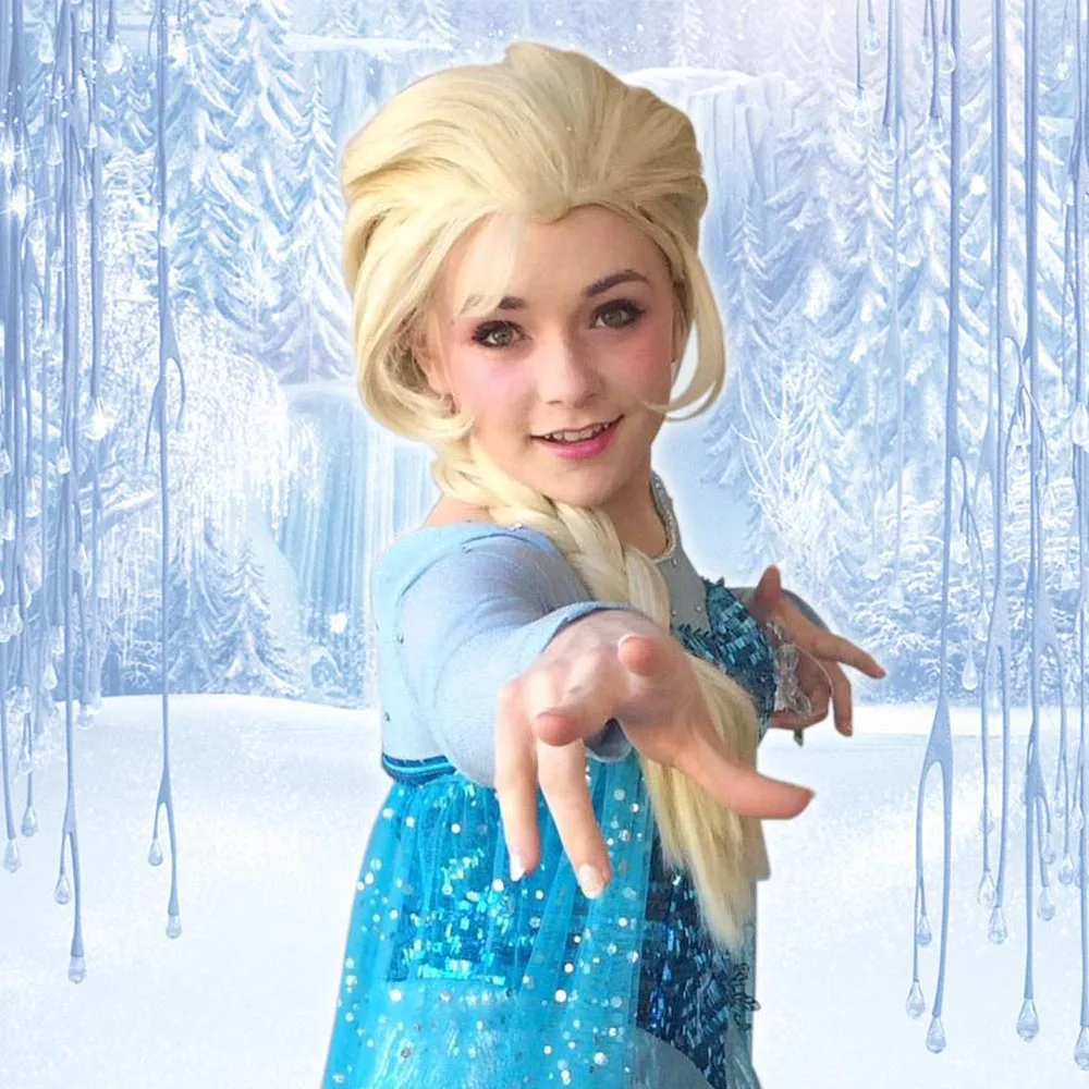 Принцесса Эльза Косплэй Ice queen костюм парик Эльзы аксессуары для Хэллоуина Для женщин Снежная Королева золотой лед парик костюм принцессы