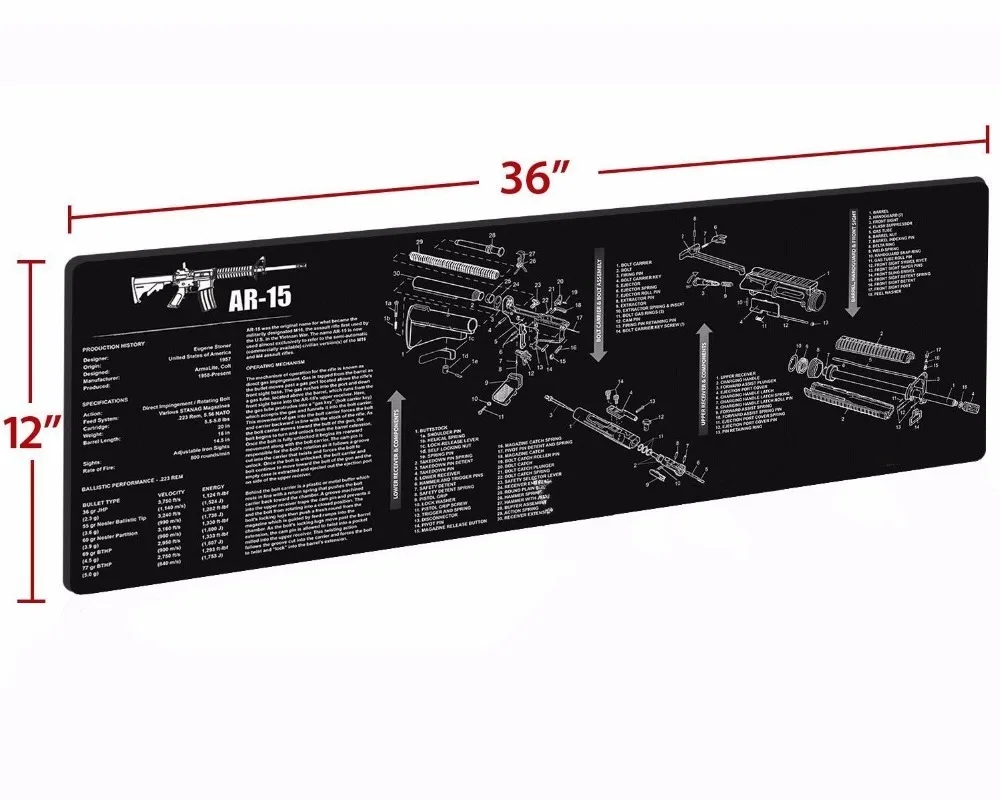 Коврик для чистки пистолета Glock резиновый коврик нескользящий с инструкциями