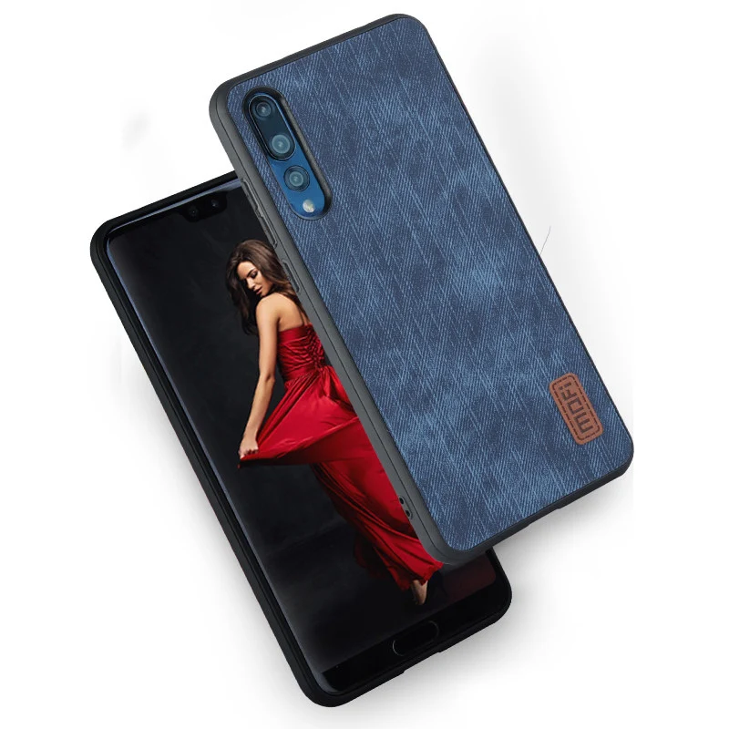 blue Для huawei P20 Pro Чехол для huawei P20 Lite чехол P20 чехол силиконовый джинсовый кожаный Mofi для huawei P20 Pro чехол 360 capa - Цвет: blue