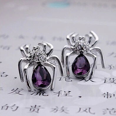 Лидер продаж пикантные Кристалл Паук Серьги ювелирные изделия для девочек LM-E051