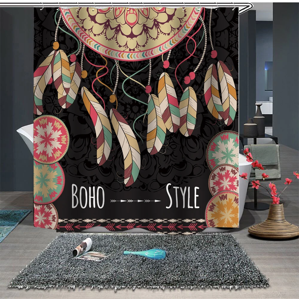 

Custom Made Shower Curtain Bathroom Curtain Partition 1.5m x 1.8m 1.8m x 1.8m 1.8m x 2m Eco-friendly Bohemian Tassel Wind Chimes