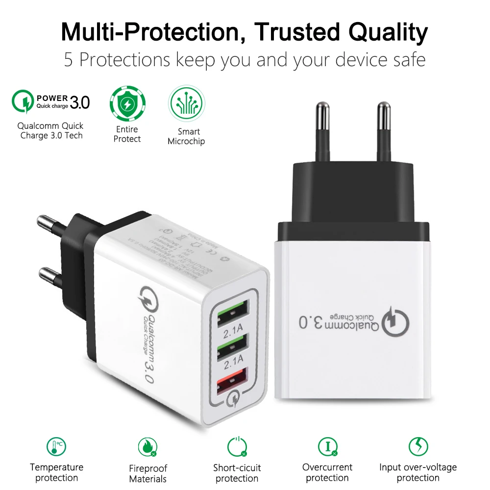 Быстрая зарядка 3 0 USB зарядное устройство 5V QC3.0 кабель для быстрой зарядки