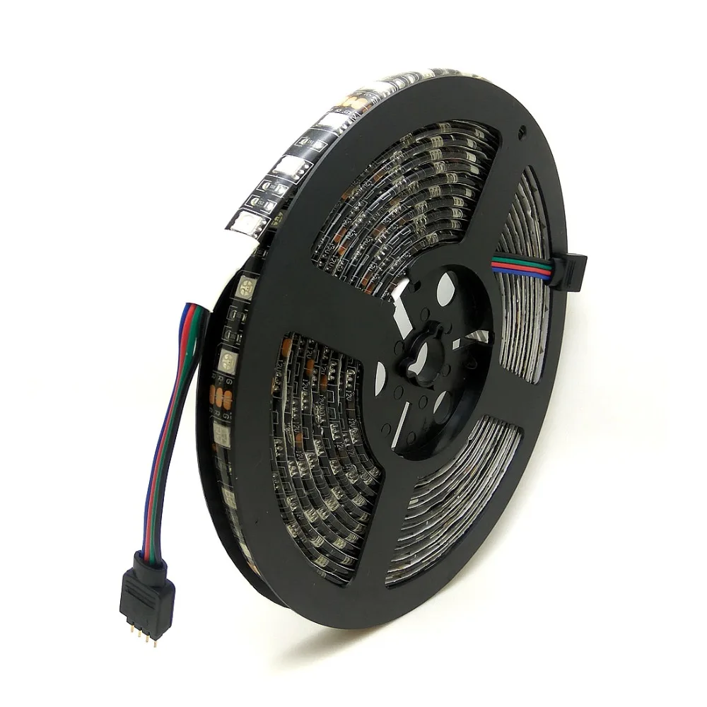 SMD 5050 RGB светодиодные полосы света 5 м 300 светодиодов черный PCB водонепроницаемый
