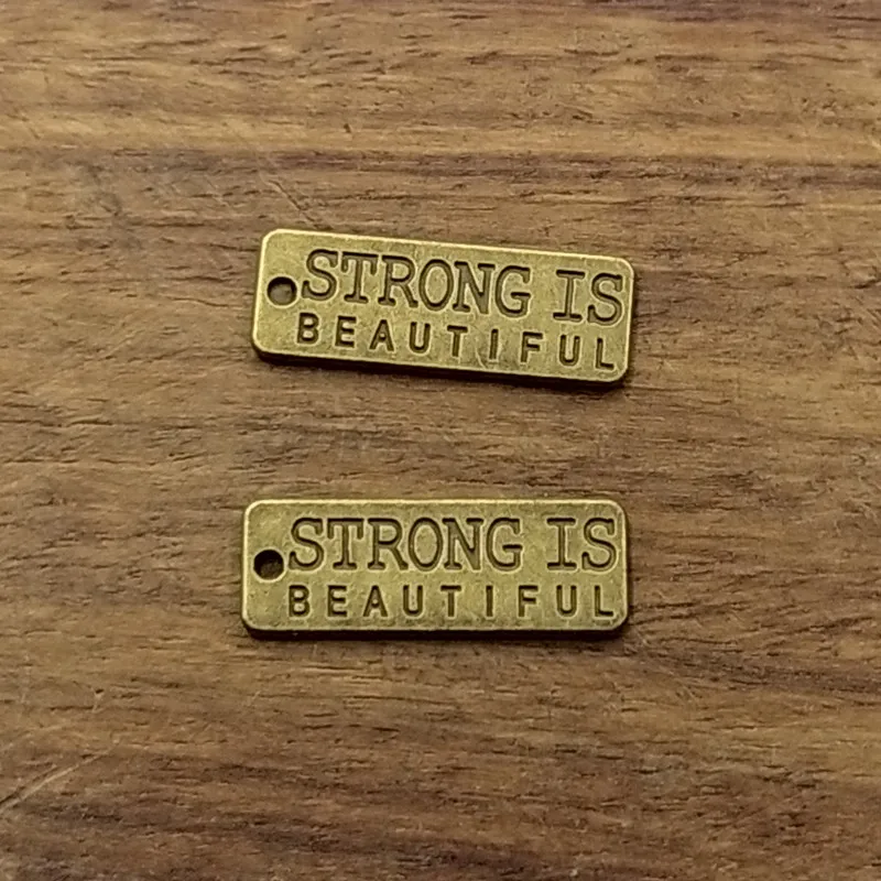 10 шт. Подвески strong is beautiful 10*27 мм тибетские посеребренные антикварные ювелирные