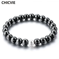 chicvie black white charm distance bracelet bangles onyx natural stone bead braided men women bracelets dropshipping sbr180019