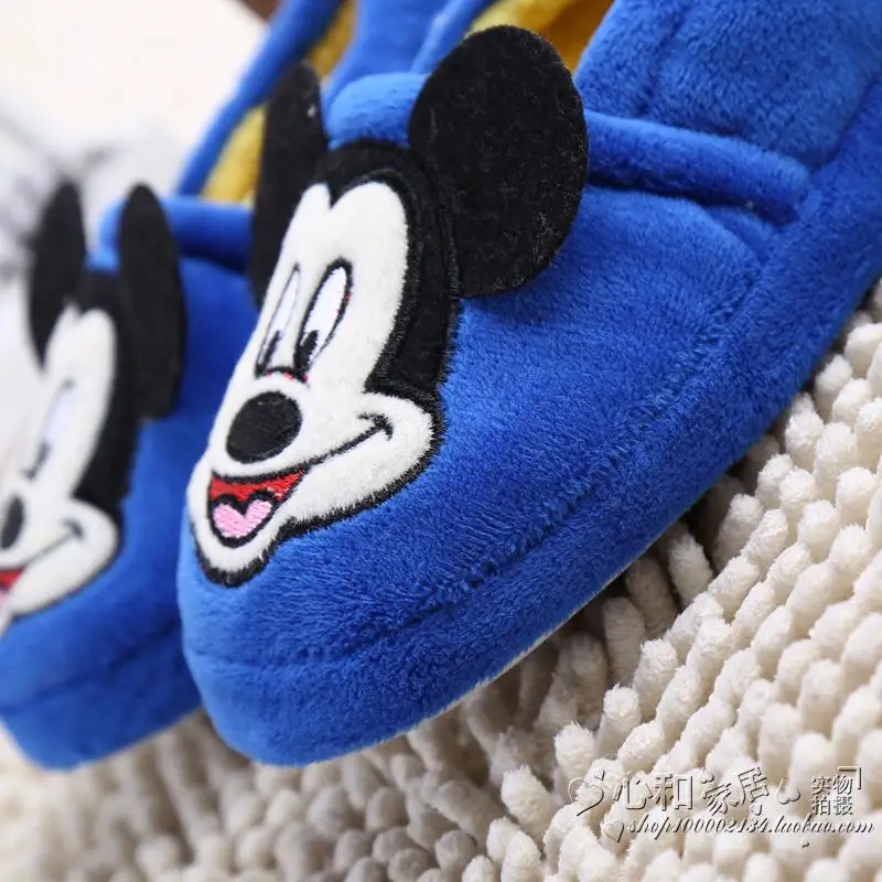 Disney/детская теплая хлопковая обувь с рисунком Минни и Микки; домашняя обувь; нескользящая домашняя хлопковая обувь с мягкой подошвой