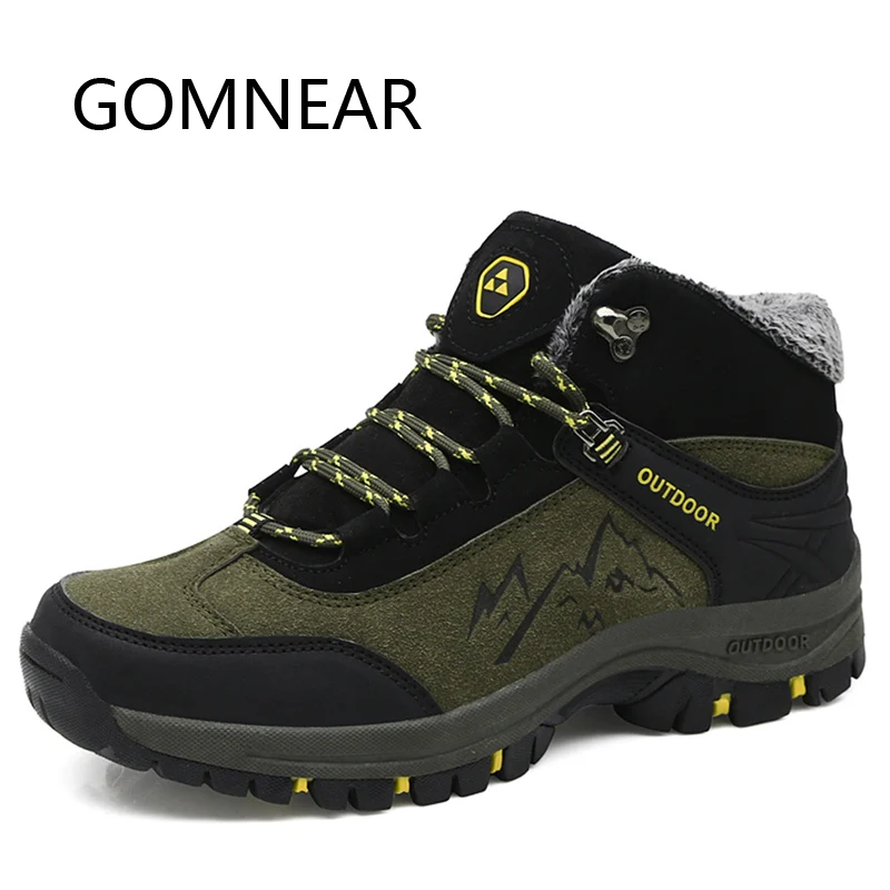 Мужские зимние кроссовки gomвозле плюшевые ботинки походная обувь для активного