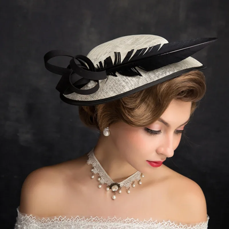 

QIANJI Excellent Texture High Fashion Design Party Hats Vintage 1940 Style Wedding Hair Accessory for Lady