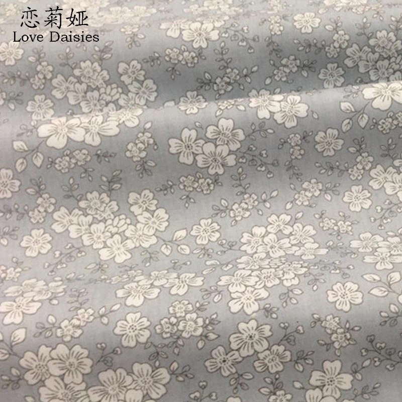grey Хлопок японский стиль белый цветочный саржевая Ткань DIY для детей постельные принадлежности Одежда платье ручной работы лоскутное ремесло стеганые ткани - Цвет: grey