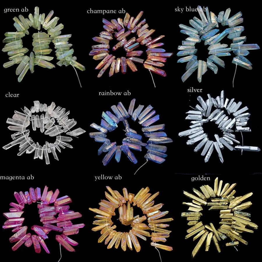 5 нитей/партия бусины с металлическим титановым покрытием 7 дюйма 3x15-6x25 мм |