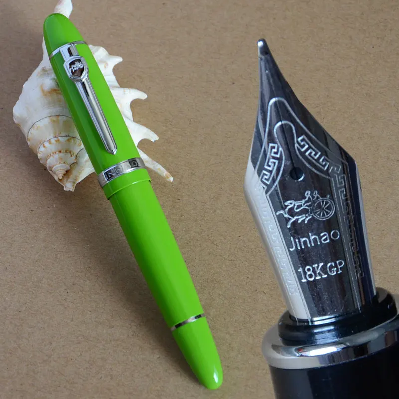 Pen as picture show JINHAO 159 серебряный песок и золотой СРЕДНИЙ перо с широким основанием авторучка зеленый оранжевый белый черный 19 цветов на выбор - Цвет: Pen as picture show