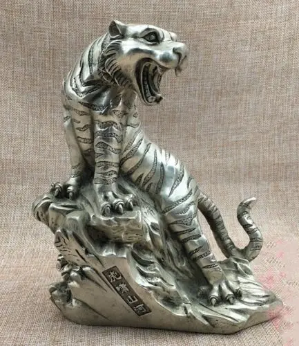 Китайская фольклорная Серебряная дикая свирепная статуя зодиака Fengshui с
