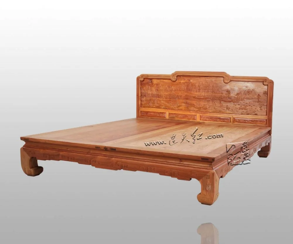 Традиционная оправа для двуспальной кровати цвет красного дерева фабричная