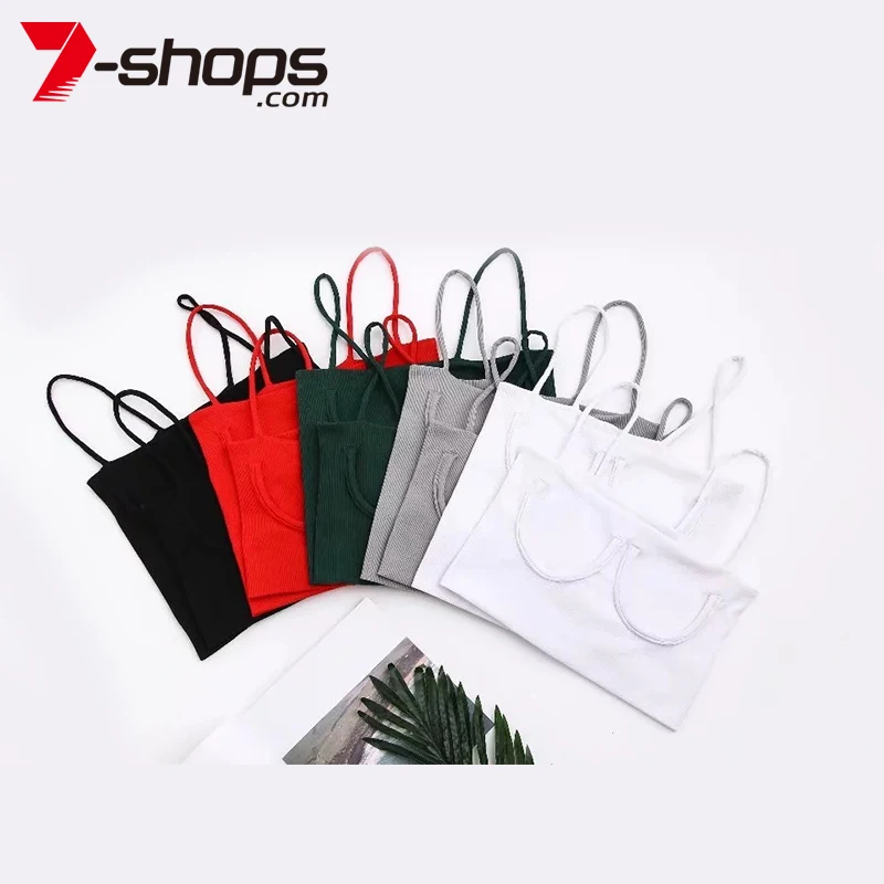 7-Shop AC0022 трикотажный ребристый укороченный топ на бретелях, уличная одежда, базовая майка, женский укороченный топ, короткий эластичный бюстгальтер, женские летние футболки