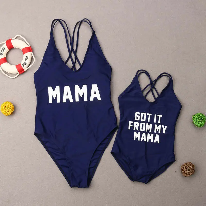 Одинаковые Семейные комплекты для женщин и детей Купальник девочек бикини мамы