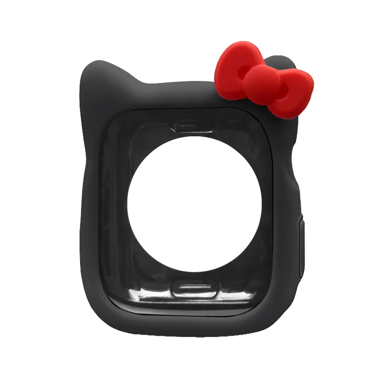 Black red Милый силиконовый чехол для часов Apple Watch 4, 3, 2, 1, защитный чехол из ТПУ для iwatch 44 мм, 40 мм, 38 мм, 42 мм, бампер, аксессуары - Цвет ремешка: Black red