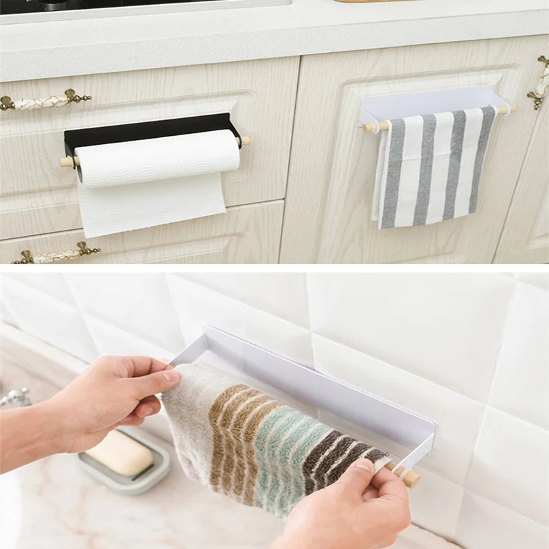 Легко установить Железный плюс деревянный держатель для полотенец кухонный