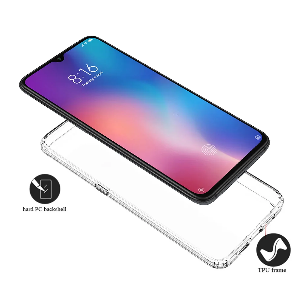 Для Xiaomi 9 чехол Mi9 ударопрочный Прозрачный жесткий тонкий прозрачный защитный Mi