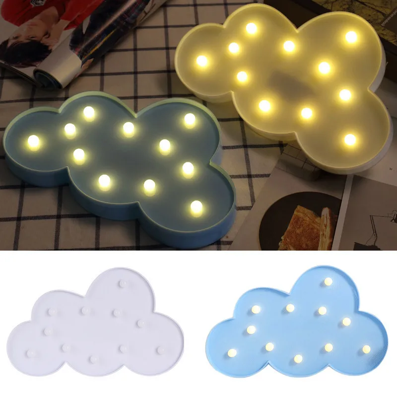 3D Flamingo Pineapple Cactus Cloud Night Light Plastic LED Lights Kids Room Bedroom Bedside Party Wedding Decoration Decoration