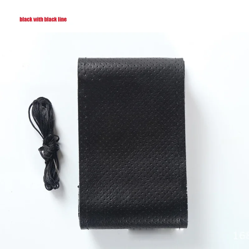 balck 38cm DIY Руль охватывает/очень мягкая кожа оплетка на руль автомобиля с иглы и нити аксессуары для интерьера - Название цвета: balck 38cm