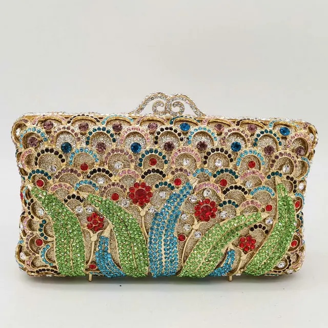 Colorful Crystal Bag Boutique De FGG элегантный Для женщин Цветочный клатч кристалл вечерние сумки алмаз металл Minaudiere Сумки Свадебная вечеринка вечерняя сумочка - Цвет: Colorful Crystal Bag