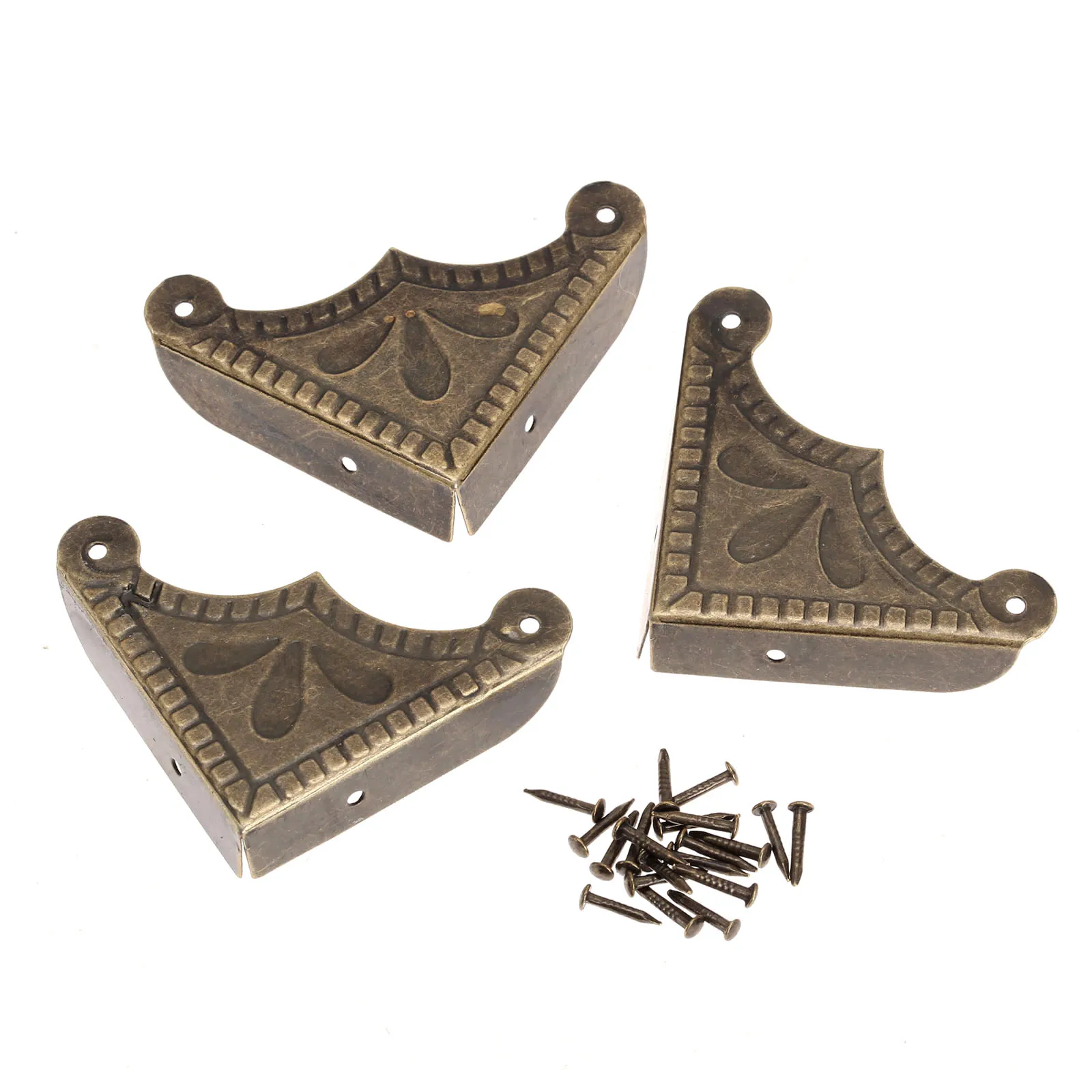 

12Pcs Decorative Corner Brackets for Scrapbook Wooden Box Edge Cover Corner Protector Guard Antique Corner Chinese Crafts w/Nail