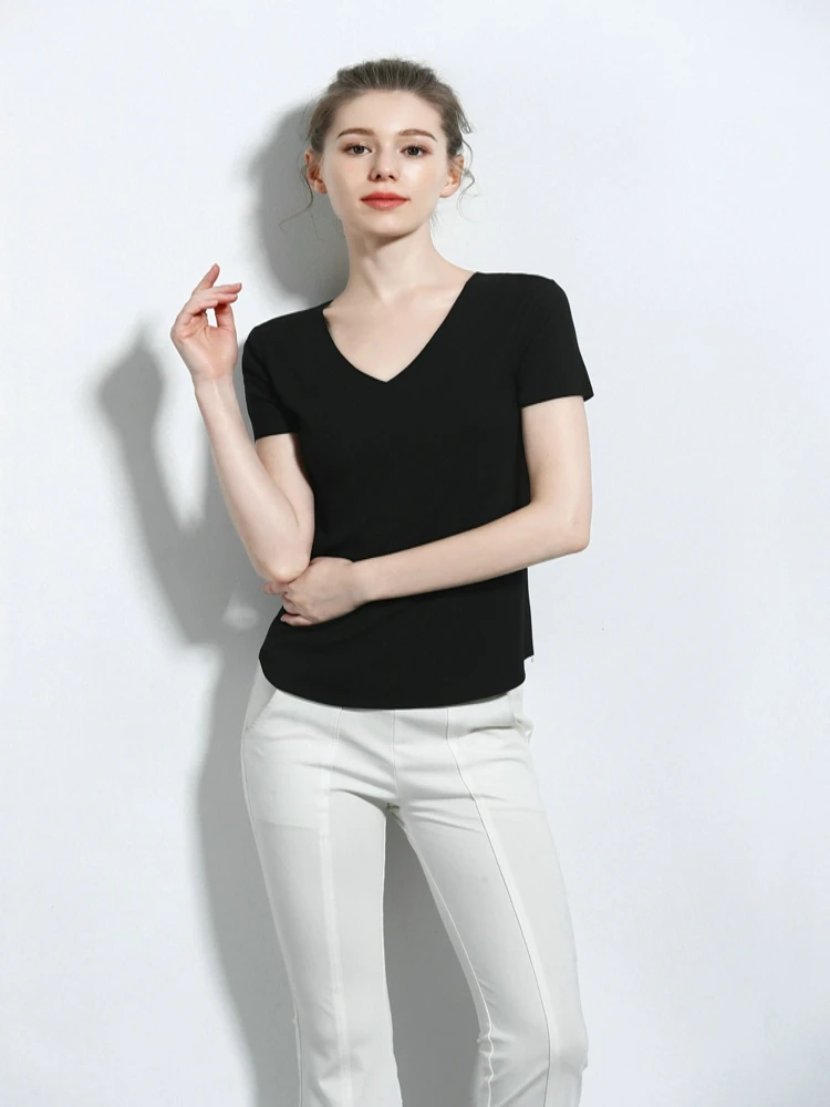 Женская футболка с коротким рукавом Повседневная бесшовная стрейчевая для лета