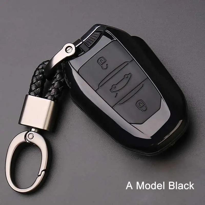A black Чехол для ключей из углеродного волокна для peugeot 301 407 для Citroen C4L кактус C5 C3 C6 C8 Picasso Xsara 3008 308 RCZ 508 408 - Название цвета: A black