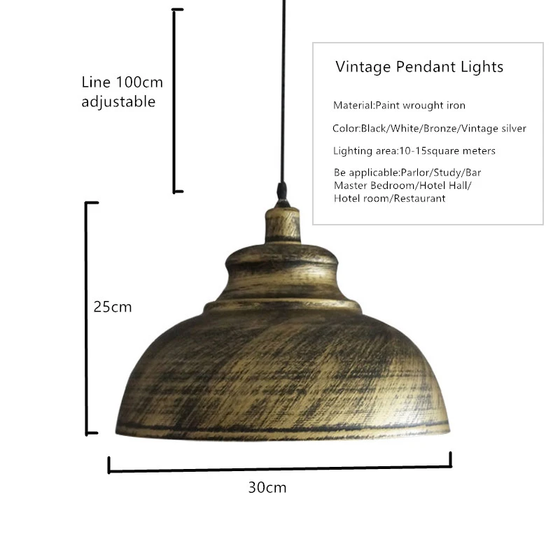 

Vintage Pendant Lights Industrial Pendant Lamp Loft Bronze Color Iron Hanging Lights For Restaurant Dining Room Study Hanglamp