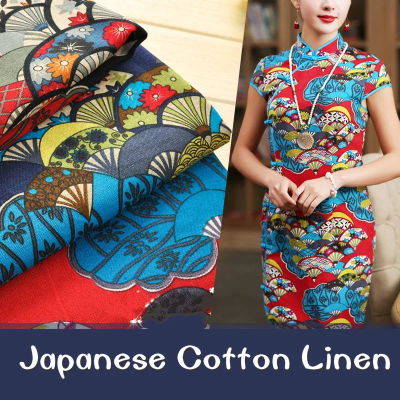 Японский хлопок ткань из смеси льна в народном стиле летняя одежда женское