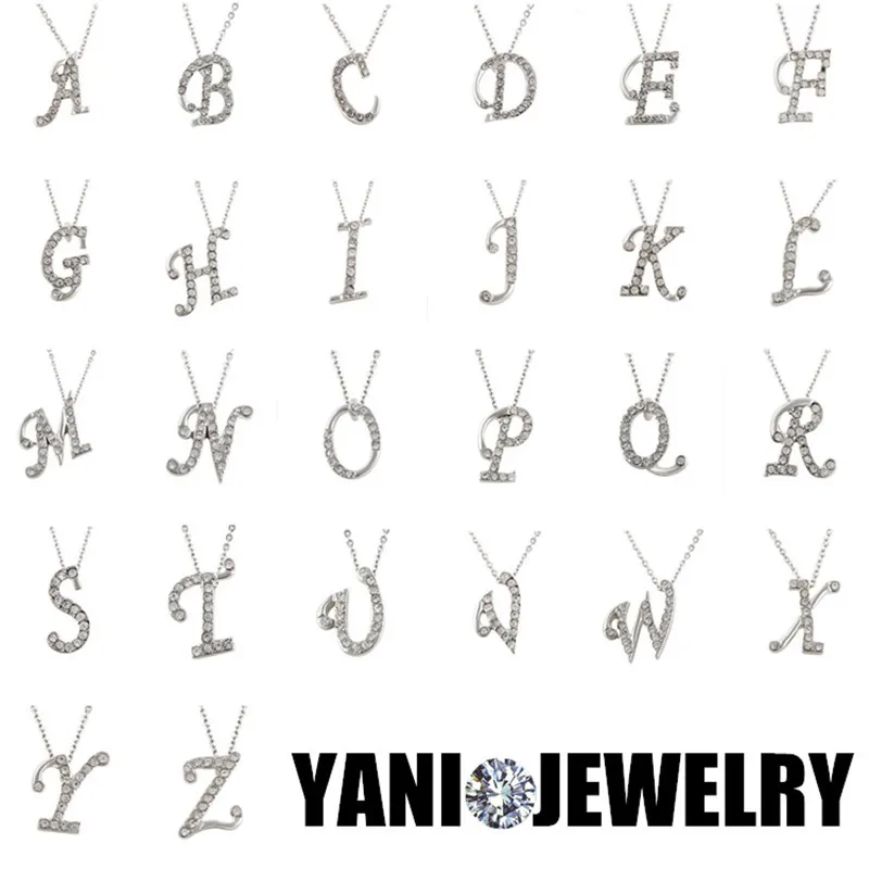 Модный серебряный с кристаллами Буквы A B C D E F G H I J K L M N O P Q S T U V W X Y Z Алфавит кулон