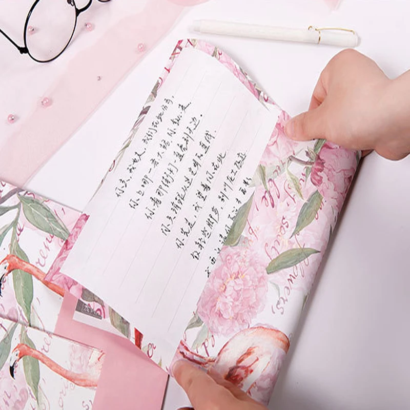 1 упак./лот Kawaii Фламинго цветок посадки 3 конверта+ 6 листов набор буквенных букв для подарка школьные офисные принадлежности
