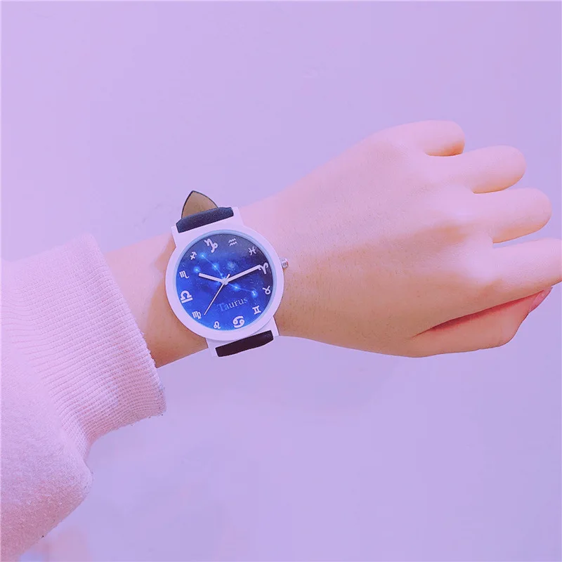 Модные женские кварцевые часы Blue Ray черные коричневые из кожи с уникальным