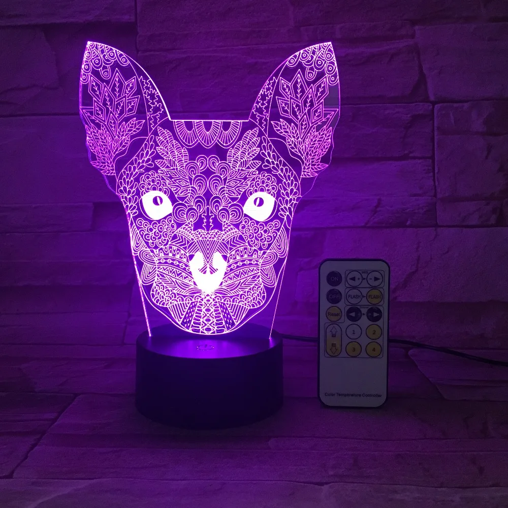 Ночсветильник с большими ушами для влюбленных кошек 3D USB сенсорный выключатель и