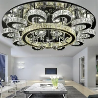 new flower shape crystal ceiling light dimmable ceiling fixtures round lustre living room hotel lights led lamp high quality