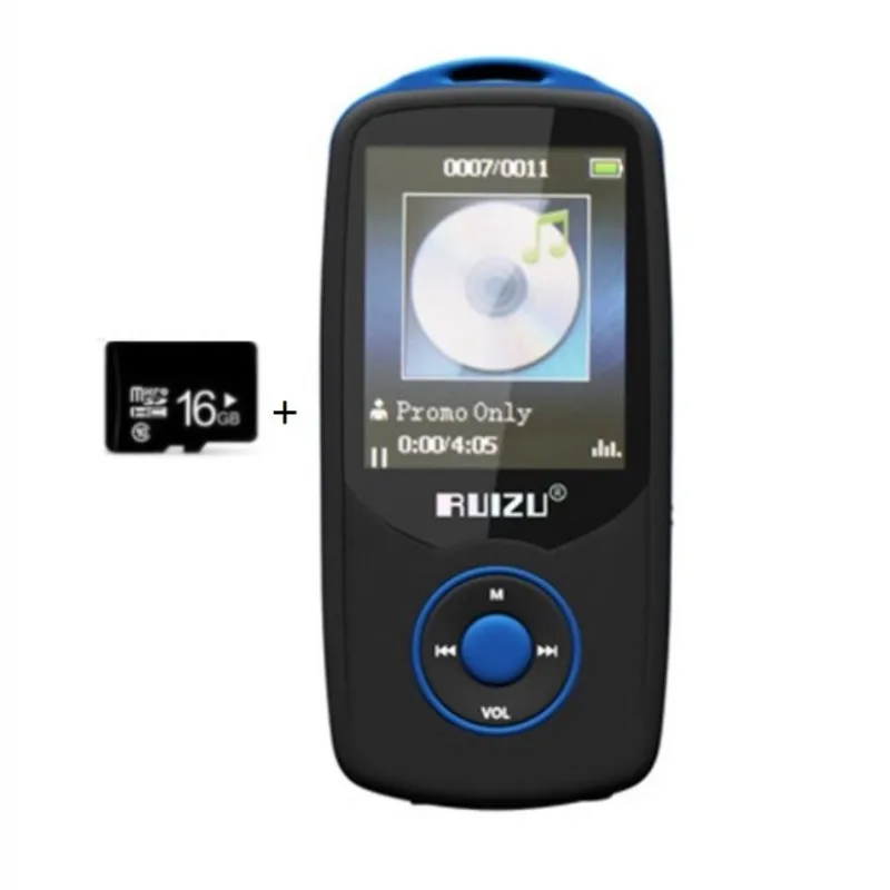 blue with 16gb RUIZU X06 Bluetooth MP4 плеер 4 ГБ Высокое качество без потерь Музыкальный плеер с экраном 1,8 дюйма Поддержка FM рекордер X06 MP4 - Цвет: blue with 16gb