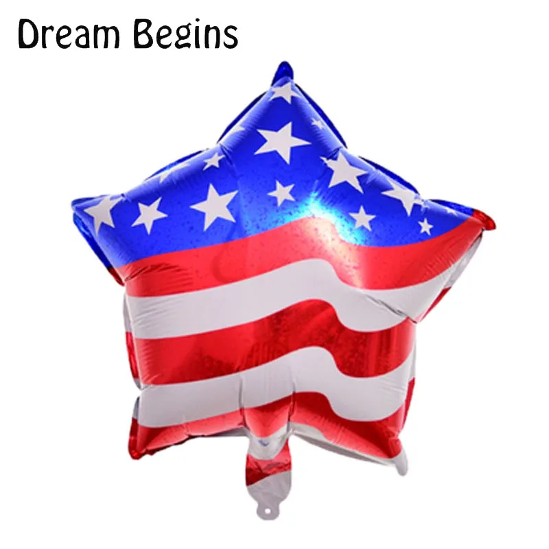 DB 2Pcs lot 18inch Captain America cartoon stars stripes national flag pentagram independence day birthday decoration balloons | Дом и сад