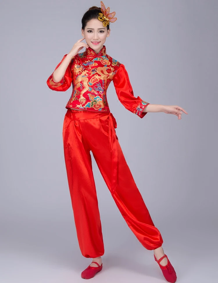 Костюм китайского народного танца танцевальная Талия одежда Янко фанатские